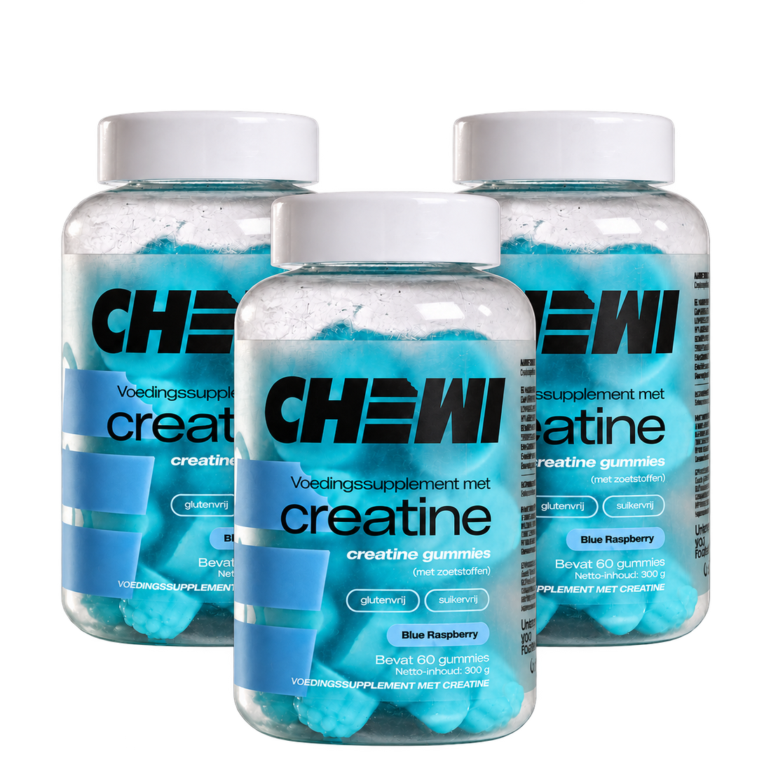 Chewi Triple Pack, three jars of creatine gummies